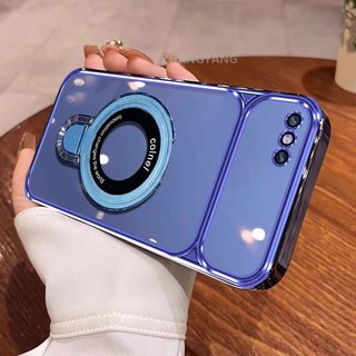 Ốp Lưng Cho iPhone 7 8 7plus 8plus Cao Cấp Mạ Điện Cửa Sổ Lớn Silicon Trong Suốt Vỏ Điện Thoại Thẩm Mỹ Kim Loại Giá Đỡ Điện Thoại Thiết Kế Mới