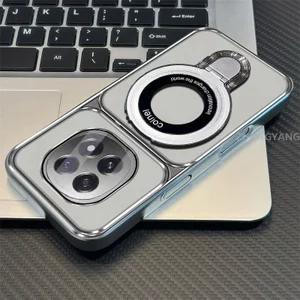 Ốp Lưng Cho OPPO F29 Pro 5G Mạ Điện Silicon Cửa Sổ Lớn Trong Suốt Vỏ Điện Thoại Thẩm Mỹ Chống Rơi Thiết Kế Được Trang Bị Giá Đỡ Điện Thoại