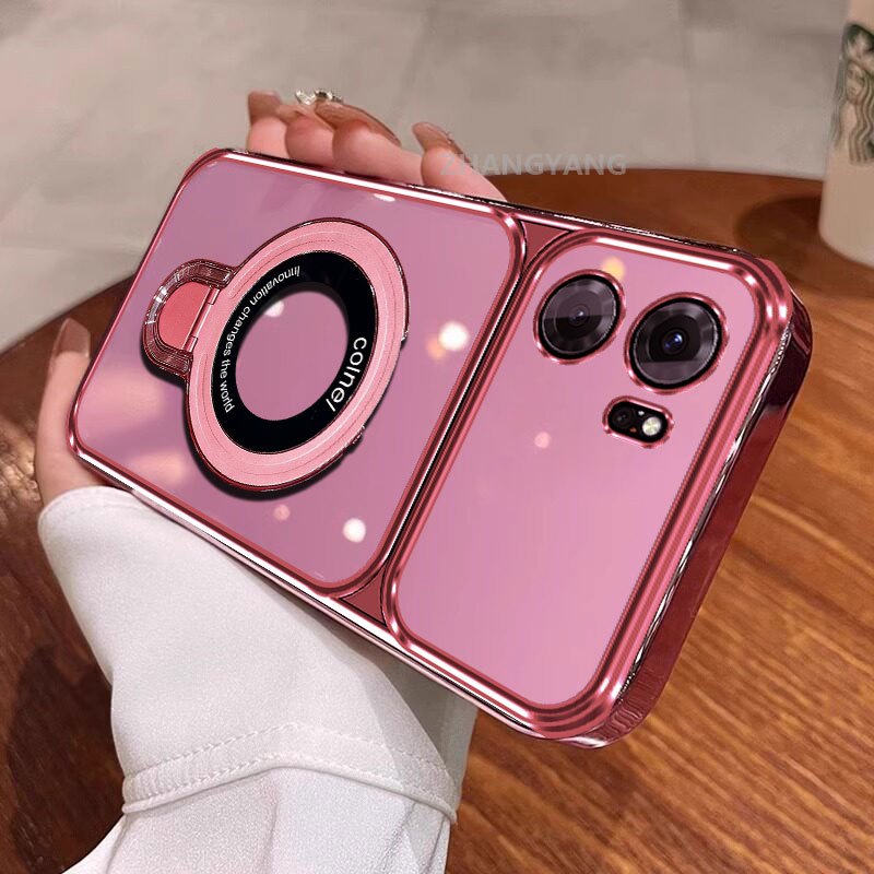 Ốp Lưng Cho OPPO A57 4G A77 A77s Vỏ Điện Thoại Trong Suốt Cửa Sổ Lớn Thiết Kế Chống Rơi Thiết Kế Được Trang Bị Giá Đỡ Điện Thoại