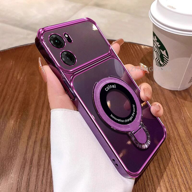 Ốp Lưng Cho OPPO A57 4G A77 A77s Vỏ Điện Thoại Trong Suốt Cửa Sổ Lớn Thiết Kế Chống Rơi Thiết Kế Được Trang Bị Giá Đỡ Điện Thoại