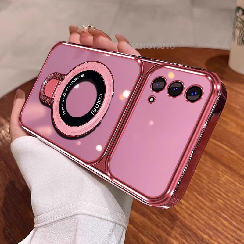 Ốp Lưng Cho OPPO A74 4G A95 4G A74 5G Mạ Điện Silicon Cửa Sổ Lớn Trong Suốt Vỏ Điện Thoại Thẩm Mỹ Chống Rơi Thiết Kế Được Trang Bị Giá Đỡ Điện Thoại
