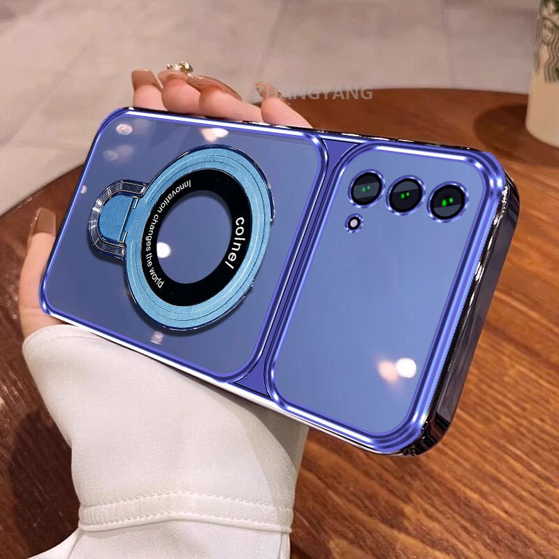 Ốp Lưng Cho OPPO A74 4G A95 4G A74 5G Mạ Điện Silicon Cửa Sổ Lớn Trong Suốt Vỏ Điện Thoại Thẩm Mỹ Chống Rơi Thiết Kế Được Trang Bị Giá Đỡ Điện Thoại