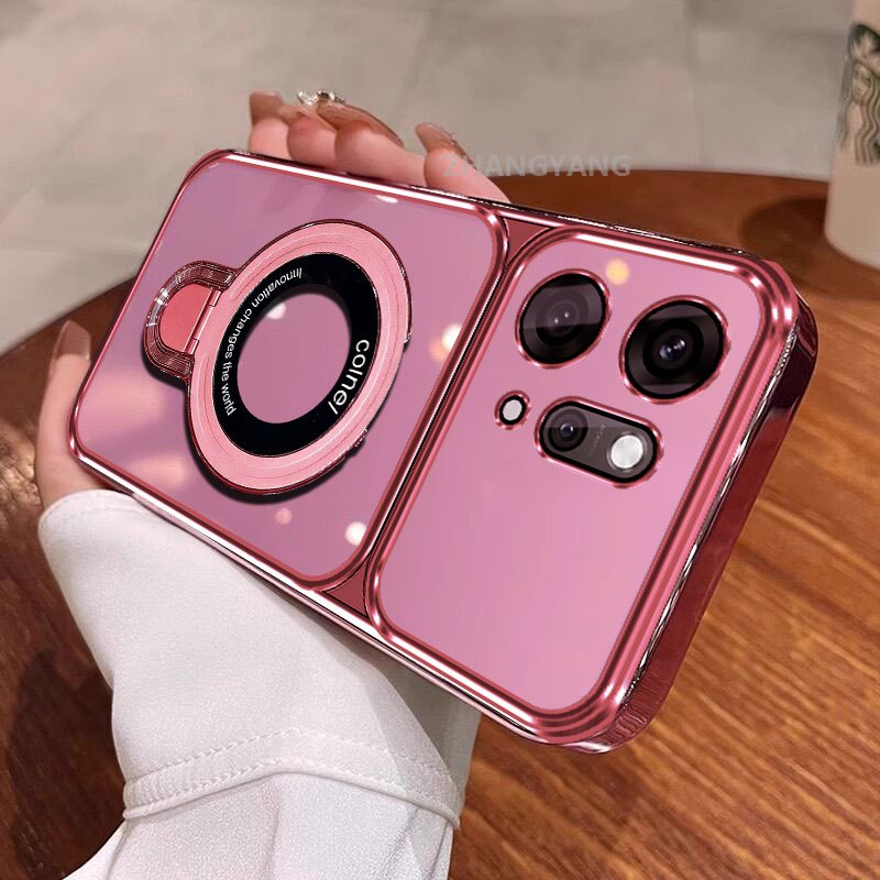 Ốp Lưng Cho OPPO Reno 14 5G Reno 14 Pro 5G Reno 14F 5G Mạ Điện Silicon Cửa Sổ Lớn Trong Suốt Vỏ Điện Thoại Thẩm Mỹ Chống Rơi Thiết Kế Được Trang Bị Giá Đỡ Điện Thoại
