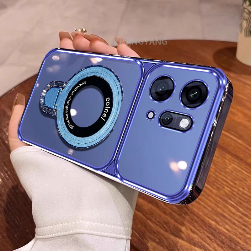 Ốp Lưng Cho OPPO Reno 14 5G Reno 14 Pro 5G Reno 14F 5G Mạ Điện Silicon Cửa Sổ Lớn Trong Suốt Vỏ Điện Thoại Thẩm Mỹ Chống Rơi Thiết Kế Được Trang Bị Giá Đỡ Điện Thoại