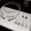 Bộ trang sức kim cương giả hình giọt nước màu bạc, Vòng cổ Choker & Bông tai thả có tông màu kim cương giả, Trang sức tuyên bố sang trọng cho đám cưới & triển vọng
