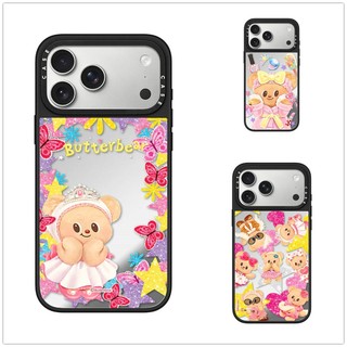 Không Dây Từ Tính Cho iPhone 17 16 15 14 13 12 11 Pro Max Plus Bướm Butterbear Đen Cạnh Cứng Ốp điện thoại Khắc Logo