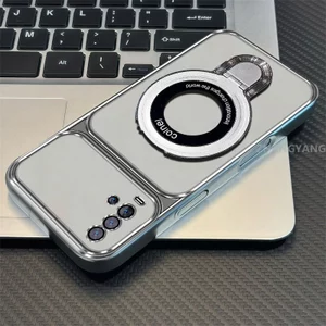 Ốp Lưng Cho Redmi 9T Mạ Điện Silicon Cửa Sổ Lớn Trong Suốt Vỏ Điện Thoại Thẩm Mỹ Chống Rơi Thiết Kế Được Trang Bị Giá Đỡ Điện Thoại