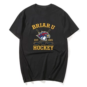 Áo Thun Bông Tai Kẹp Mùa Hè Briar U HOCKEY Phổ Biến Áo Thun 100 Cotton Áo nam Y2K Cổ Điển Tùy Chỉnh Logo Áo Tay Ngắn