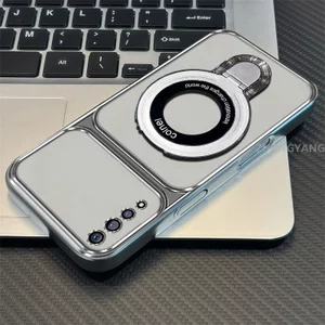 Ốp Lưng Dành Cho Samsung A50 A50S A30S Mạ Điện Silicon Cửa Sổ Lớn Trong Suốt Vỏ Điện Thoại Thẩm Mỹ Chống Rơi Thiết Kế Được Trang Bị Giá Đỡ Điện Thoại