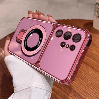 Ốp Lưng Dành Cho Samsung S23 FE S23 Plus S23 S23 Siêu Cao Cấp Mạ Điện Cửa Sổ Lớn Silicon Trong Suốt Vỏ Điện Thoại Thẩm Mỹ Kim Loại Giá Đỡ Điện Thoại Thiết Kế Mới