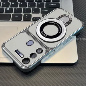 Ốp Lưng Cho Tecno Spark 8c Spark 9 Mạ Điện Silicon Cửa Sổ Lớn Trong Suốt Vỏ Điện Thoại Thẩm Mỹ Chống Rơi Thiết Kế Được Trang Bị Giá Đỡ Điện Thoại