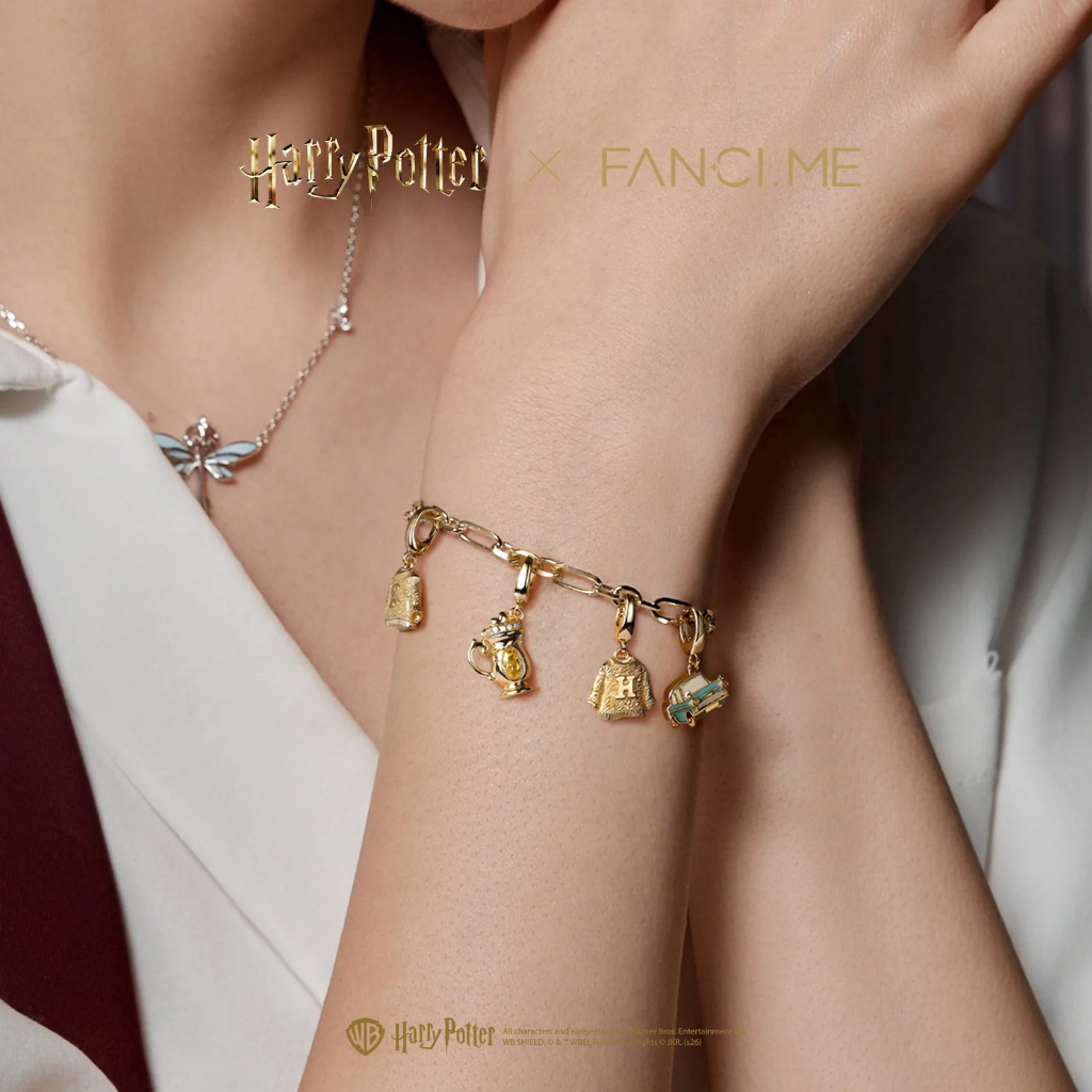 FANCIME x Harry Potter Slytherin House Mặt dây chuyền kỷ niệm quyến rũ bạc DIY Jewerly (Không có vòng tay / Dây chuyền)