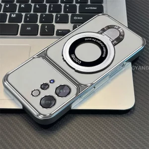 Ốp Lưng Cho vivo V70 5G V70E Lite Silicon Mạ Điện Cửa Sổ Lớn Trong Suốt Vỏ Điện Thoại Thẩm Mỹ Chống Rơi Thiết Kế Được Trang Bị Giá Đỡ Điện Thoại