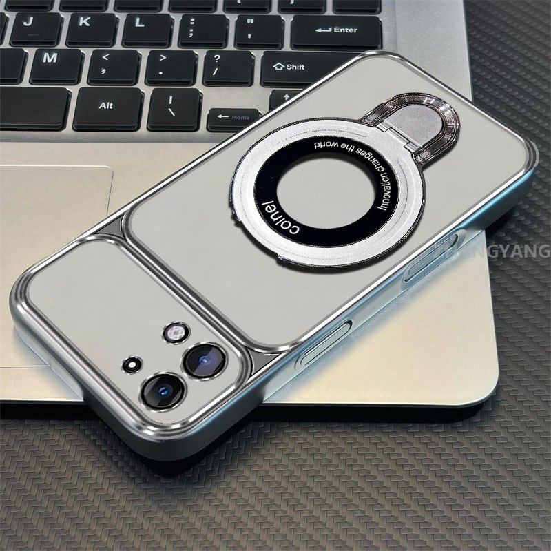 Ốp Lưng Dành Cho vivo Y05 4G Y11D Silicon Mạ Điện Cửa Sổ Lớn Trong Suốt Vỏ Điện Thoại Thẩm Mỹ Chống Rơi Thiết Kế Được Trang Bị Giá Đỡ Điện Thoại