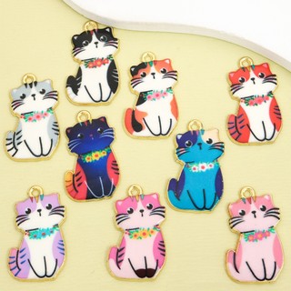 10 Chiếc Sáng Tạo Nhiều Màu Sắc In Hình Squat Cat & Cat Head Charms, Whimsical Dễ Thương Mèo Con Nhỏ Giọt Dầu Hợp Kim Mặt Dây Chuyền Cho DIY Thời Trang Cá Tính Vòng Cổ Bông Tai Vòng Tay Móc Khóa