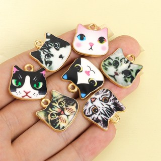 10 Chiếc Sáng Tạo Nhiều Màu Sắc In Hình Squat Cat & Cat Head Charms, Whimsical Dễ Thương Mèo Con Nhỏ Giọt Dầu Hợp Kim Mặt Dây Chuyền Cho DIY Thời Trang Cá Tính Vòng Cổ Bông Tai Vòng Tay Móc Khóa