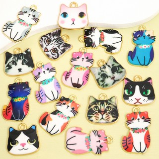 10 Chiếc Sáng Tạo Nhiều Màu Sắc In Hình Squat Cat & Cat Head Charms, Whimsical Dễ Thương Mèo Con Nhỏ Giọt Dầu Hợp Kim Mặt Dây Chuyền Cho DIY Thời Trang Cá Tính Vòng Cổ Bông Tai Vòng Tay Móc Khóa