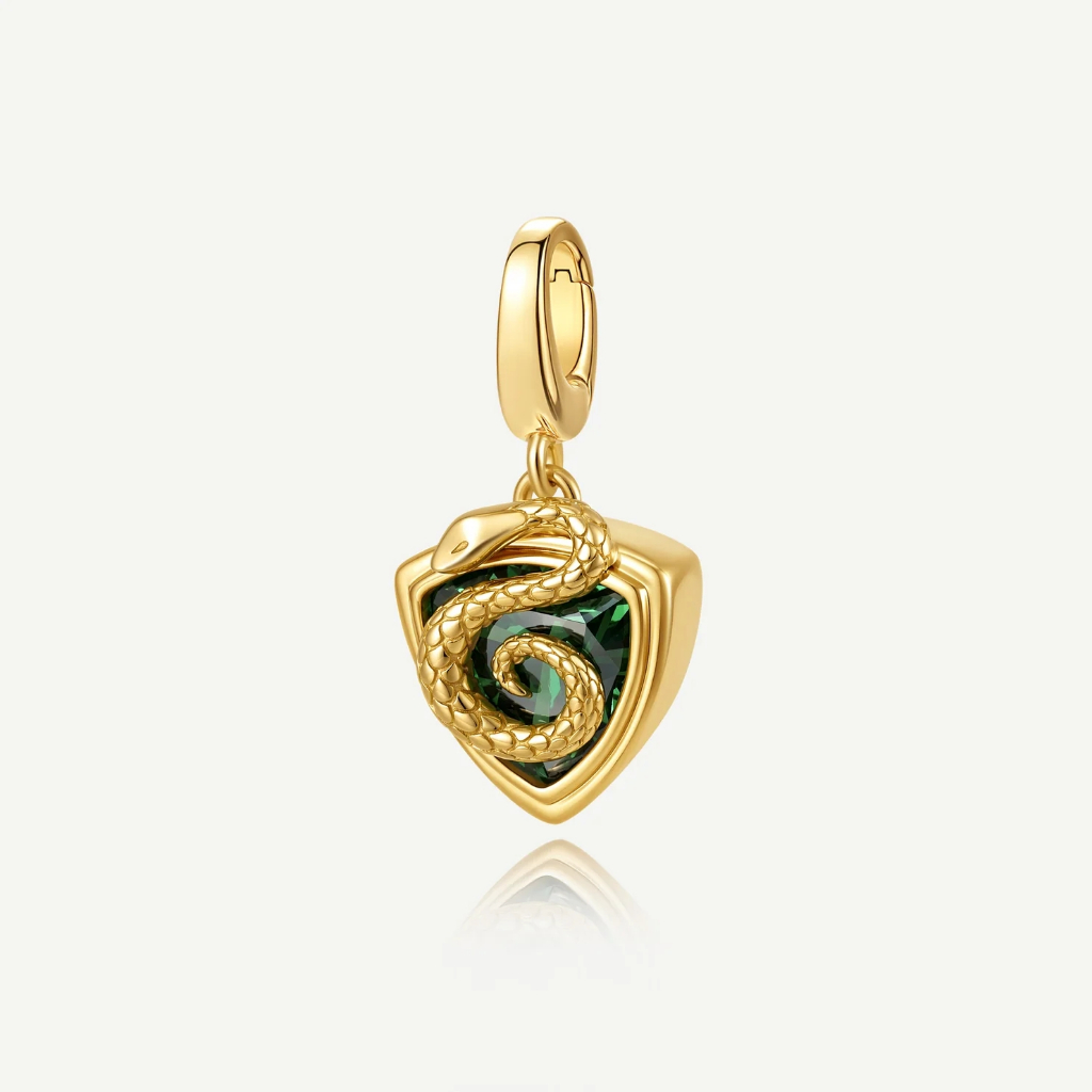 FANCIME x Harry Potter Slytherin House Mặt dây chuyền kỷ niệm quyến rũ bạc DIY Jewerly (Không có vòng tay / Dây chuyền)