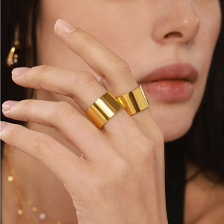 Vòng đeo tay rộng tối giản Thép không gỉ mạ vàng 18K Thời trang Mở Chỉ mục Vòng không gỉ