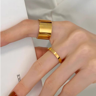 Vòng đeo tay rộng tối giản Thép không gỉ mạ vàng 18K Thời trang Mở Chỉ mục Vòng không gỉ
