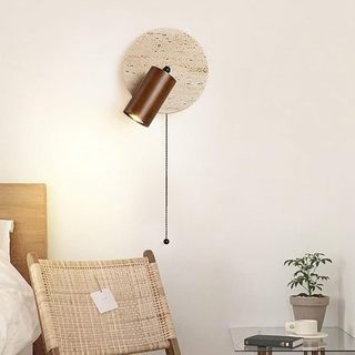 AIMI Đèn tường Đá tự nhiên Đèn LED xoay Đèn nền tròn có công tắc kéo Phòng khách Phòng ngủ Nghiên cứu Trang trí Đèn tường ba màu