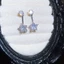 Bông tai Cubic Zirconia hình ngôi sao phía trước tông màu bạc, thiết kế hai chiều với hình tròn CZ & hình ngôi sao CZ thả, trang sức ngọt ngào tinh tế cho nữ
