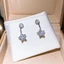 Bông tai Cubic Zirconia hình ngôi sao phía trước tông màu bạc, thiết kế hai chiều với hình tròn CZ & hình ngôi sao CZ thả, trang sức ngọt ngào tinh tế cho nữ