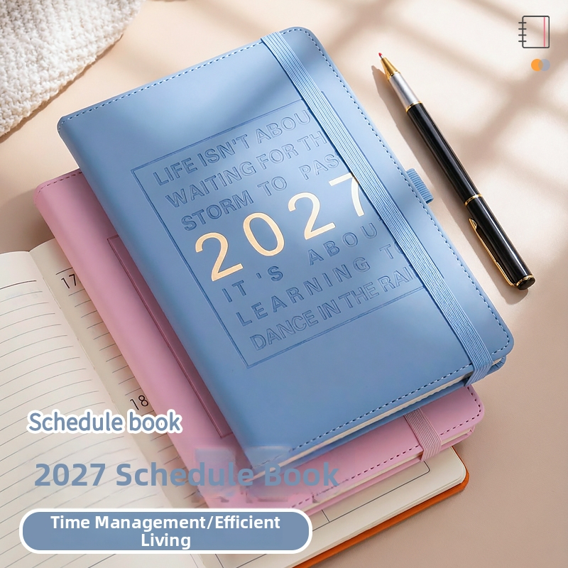 Sách lịch bị ràng buộc 2027, sổ tay dày A5, văn phòng tối giản doanh nghiệp, sổ ghi chú, nhật ký, sổ ghi âm