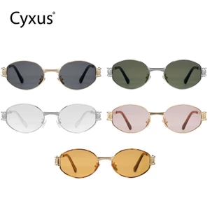 Cyxus Kính râm nữ thời trang, gọng kim loại tròn, kính râm kiểu Hàn Quốc, thời trang cao cấp, kiểu 1362