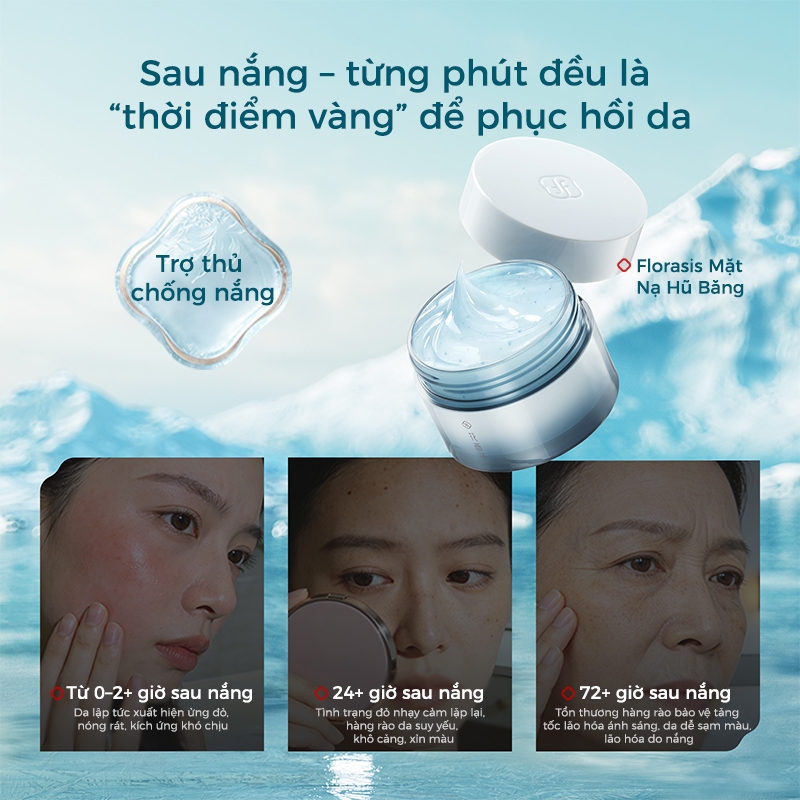 【Ra mắt sản phẩm mới 18/5】Florasis ( Hoa Tây Tử) Mặt Nạ Băng Liên Ngọc Dung 50g/100g/100g*2 — — Cứu hộ sau nắng, sửa chữa, dưỡng ẩm, làm dịu, săn chắc ,Cứu nguy làn da cháy nắng ngoài trời, phục hồi da sau nắng hè.