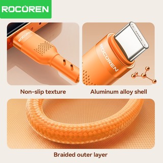 Cáp Rocoren USB Type C sang USB C PD Cáp sạc nhanh TypeC cho iPhone Samsung 60W Qiuck Sạc USBC Dây 1m 2m