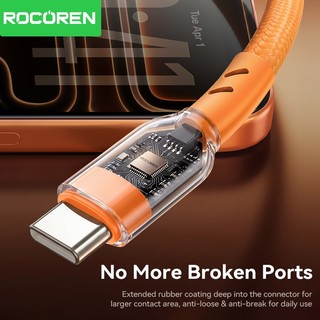 Cáp Rocoren USB Type C sang USB C PD Cáp sạc nhanh TypeC cho iPhone Samsung 60W Qiuck Sạc USBC Dây 1m 2m