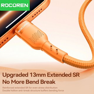 Cáp Rocoren USB Type C sang USB C PD Cáp sạc nhanh TypeC cho iPhone Samsung 60W Qiuck Sạc USBC Dây 1m 2m