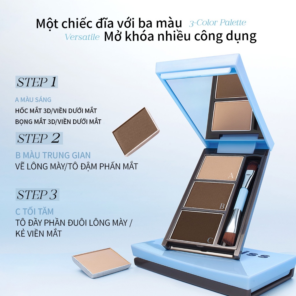 [KOL] Bột lông mày 3 màu Mooekiss, chống thấm nước, lâu trôi và chống phai, làm nổi bật đa năng, tạo đường viền, phấn mũi và phấn mắt.Chống NướcKhông LemTự NhiênNgười Mới Bắt Đầu