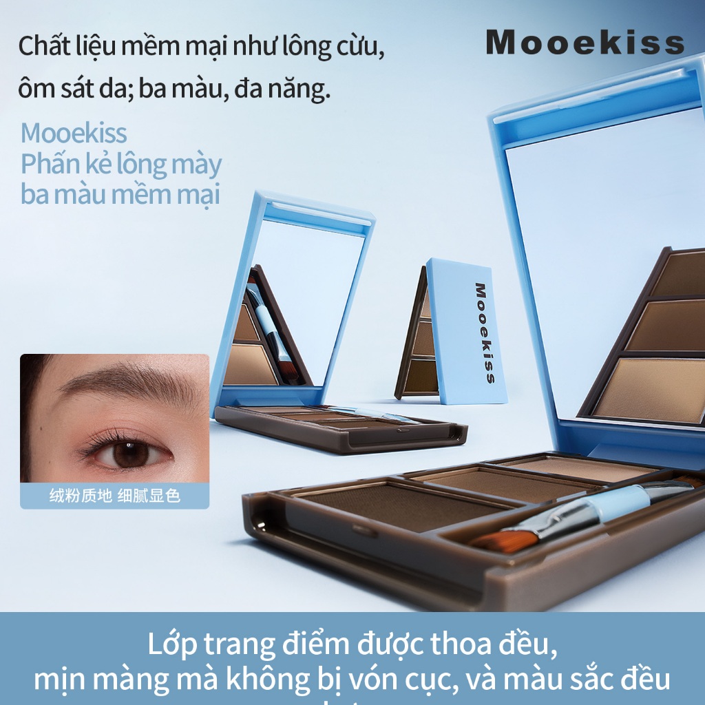 [KOL] Bột lông mày 3 màu Mooekiss, chống thấm nước, lâu trôi và chống phai, làm nổi bật đa năng, tạo đường viền, phấn mũi và phấn mắt.Chống NướcKhông LemTự NhiênNgười Mới Bắt Đầu