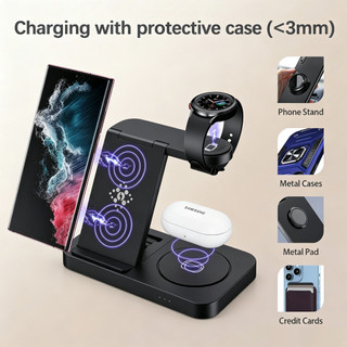 SHEREN Sản phẩm mới Thích hợp cho Samsung Watch Tai nghe điện thoại di động Bộ sạc ba trong một có thể gập lại Sạc gấp