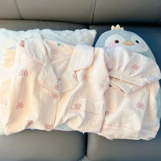 Thắt nơ đồ ngủ nữ ve áo cardigan bộ đồ gia đình