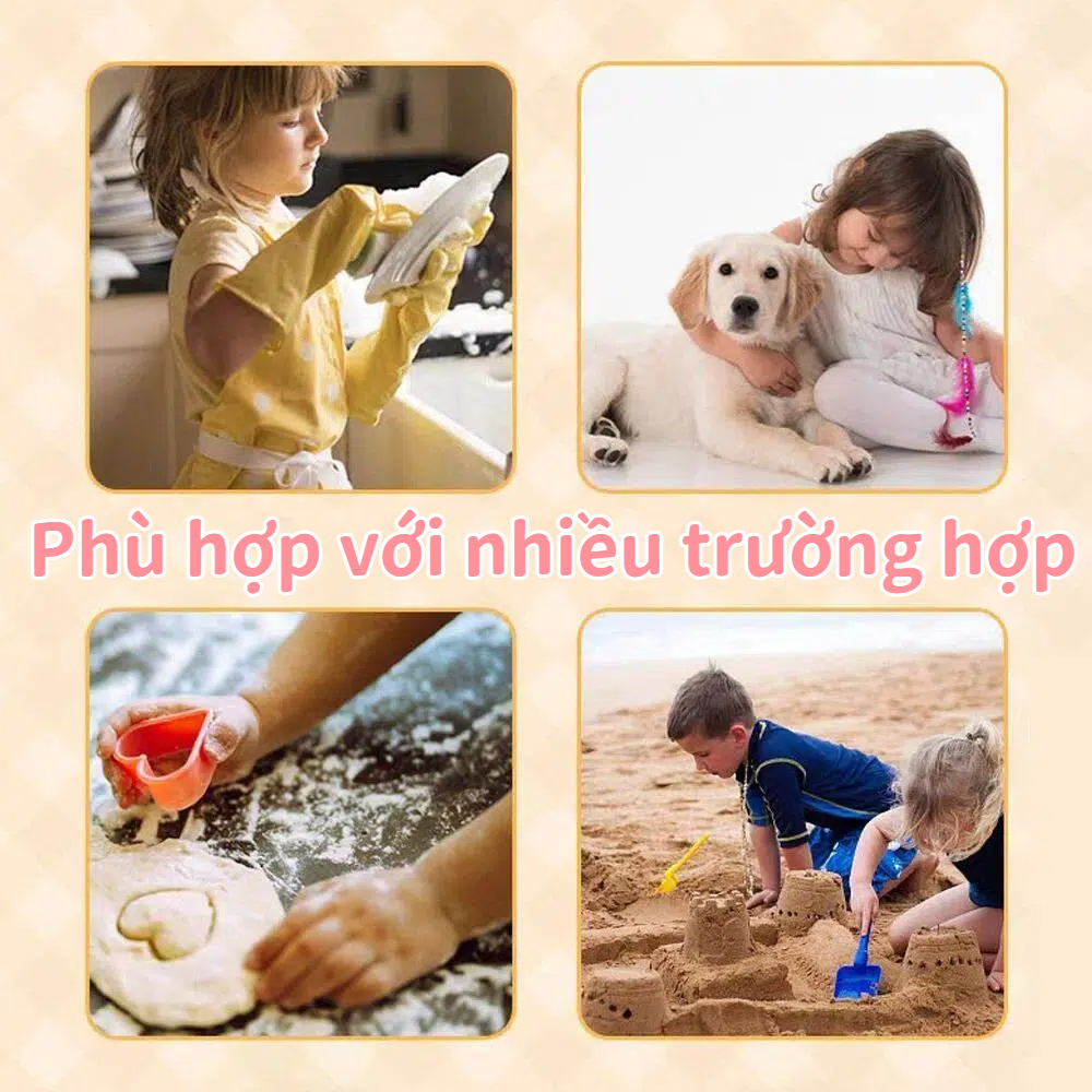 Găng tay trẻ em SIMPLEAID cao su 26cm, chống mài mòn, màu đỏ/vàng/xanh, bảo vệ khi làm việc nhà