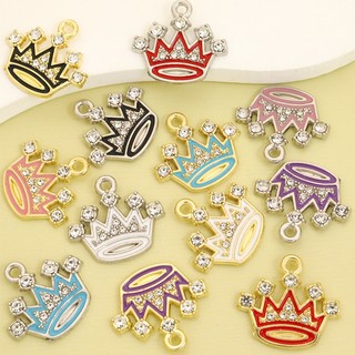 10 Chiếc Lấp Lánh Kim Cương Giả Inlay 6 Màu Nhỏ Giọt Dầu Vương Miện Quyến Rũ, Vòng Cổ Thời Trang Bông Tai Vòng Tay Móc Khóa Thổ Cẩm Mặt Dây Hợp Kim DIY - Lý Tưởng Cho Cặp Đôi & Trang Sức Tình Bạn
