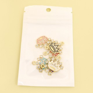 10 Chiếc Lấp Lánh Kim Cương Giả Inlay 6 Màu Nhỏ Giọt Dầu Vương Miện Quyến Rũ, Vòng Cổ Thời Trang Bông Tai Vòng Tay Móc Khóa Thổ Cẩm Mặt Dây Hợp Kim DIY - Lý Tưởng Cho Cặp Đôi & Trang Sức Tình Bạn