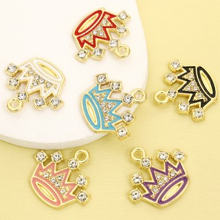 10 Chiếc Lấp Lánh Kim Cương Giả Inlay 6 Màu Nhỏ Giọt Dầu Vương Miện Quyến Rũ, Vòng Cổ Thời Trang Bông Tai Vòng Tay Móc Khóa Thổ Cẩm Mặt Dây Hợp Kim DIY - Lý Tưởng Cho Cặp Đôi & Trang Sức Tình Bạn