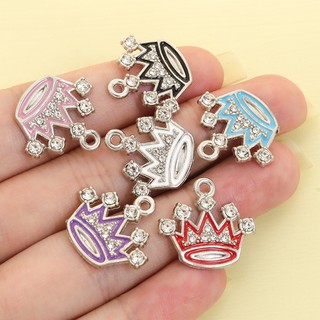 10 Chiếc Lấp Lánh Kim Cương Giả Inlay 6 Màu Nhỏ Giọt Dầu Vương Miện Quyến Rũ, Vòng Cổ Thời Trang Bông Tai Vòng Tay Móc Khóa Thổ Cẩm Mặt Dây Hợp Kim DIY - Lý Tưởng Cho Cặp Đôi & Trang Sức Tình Bạn