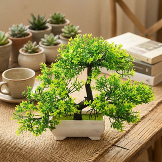Cây cảnh nhân tạo Chậu cây cảnh - Sắp xếp cây thông giả thực tế, để trang trí phòng khách gia đình, văn phòng & Zen