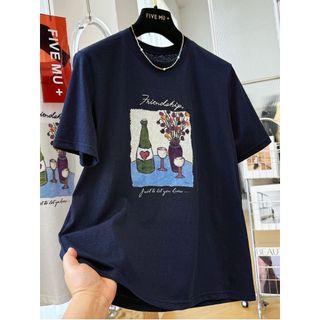2026 Mới Cổ Tròn Thương Hiệu Mới cotton Lười Rời Hoạt Hình In Hình Áo Thun Nữ Tay Ngắn