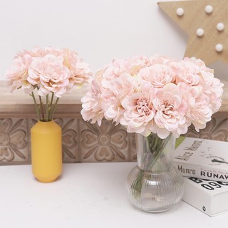 5 Đầu [SALE] Hoa mẫu đơn lụa gợn sóng nhân tạo Hoa mẫu đơn Hoa giả Trang trí phòng tiệc cưới Thẩm mỹ Bắc Âu Vintage Hoa trung tâm Quà tặng cô dâu Vườn khách thực tế