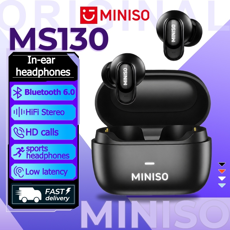 MINISO MS130 Tai nghe nhét tai Bluetooth 6.0 Tai nghe Bluetooth không dây Âm thanh HiFi Đàm thoại HD TWS Chống ồn Ghép nối nhanh Tích hợp Micro