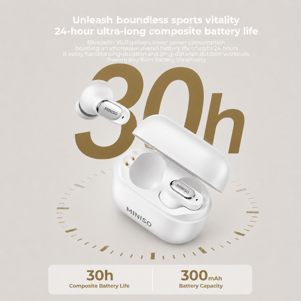 MINISO MS130 Tai nghe nhét tai Bluetooth 6.0 Tai nghe Bluetooth không dây Âm thanh HiFi Đàm thoại HD TWS Chống ồn Ghép nối nhanh Tích hợp Micro