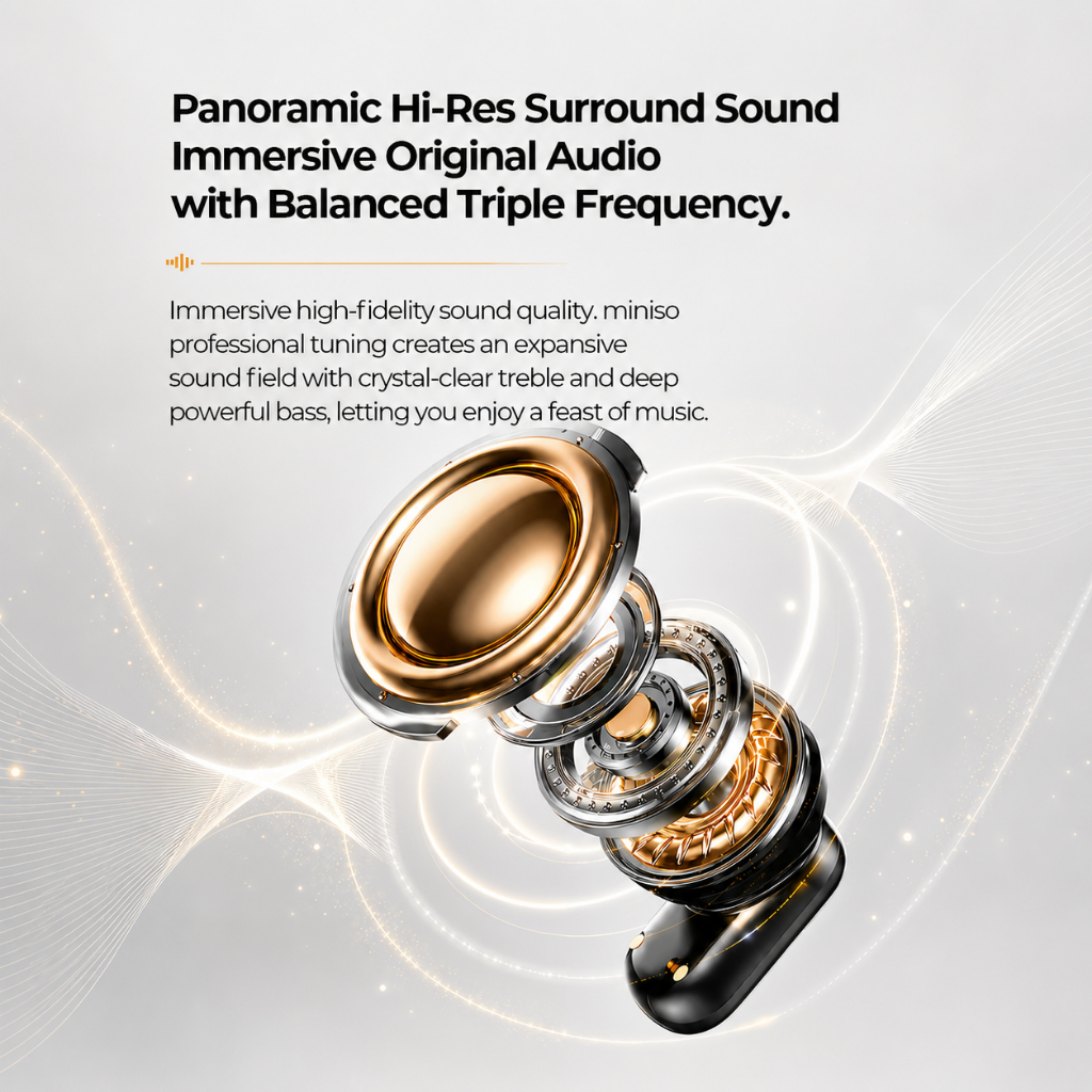 MINISO MS130 Tai nghe nhét tai Bluetooth 6.0 Tai nghe Bluetooth không dây Âm thanh HiFi Đàm thoại HD TWS Chống ồn Ghép nối nhanh Tích hợp Micro