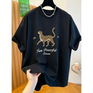 2026 Mới Áo Thun Nữ Tay Ngắn Cổ Tròn Cotton Lười Rời Hoạt Hình In Hình