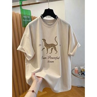 2026 Mới Áo Thun Nữ Tay Ngắn Cổ Tròn Cotton Lười Rời Hoạt Hình In Hình